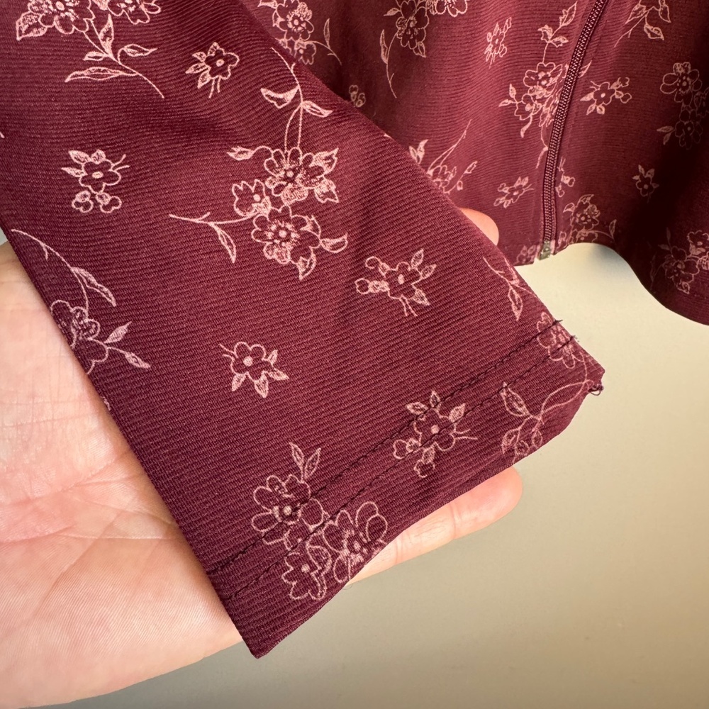 Higher State Women's Vintage Long‎ Sleeve Floral Zip Up Shacket Burgundy/Wine M - Picture 3 of 14
